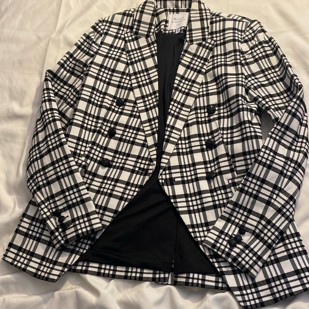Maison d’Amelie Black/White Plaid Fully Lined Blazer